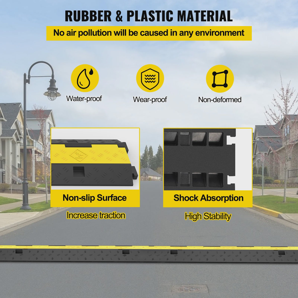 Robuuste Kabelgoot Rubber/PVC - 2 Kanalen - 5000kg Capaciteit - Verkeersdrempel