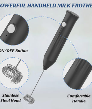 Draadloze Mini Melkopschuimer met USB Opladen - 3 Snelheden & Verwisselbare Opzetstukken