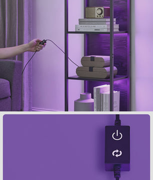 VASAGLE 6-laags Boekenkast met Verstelbare LED Verlichting en Stalen Frame - 30.3x40x178.6 cm