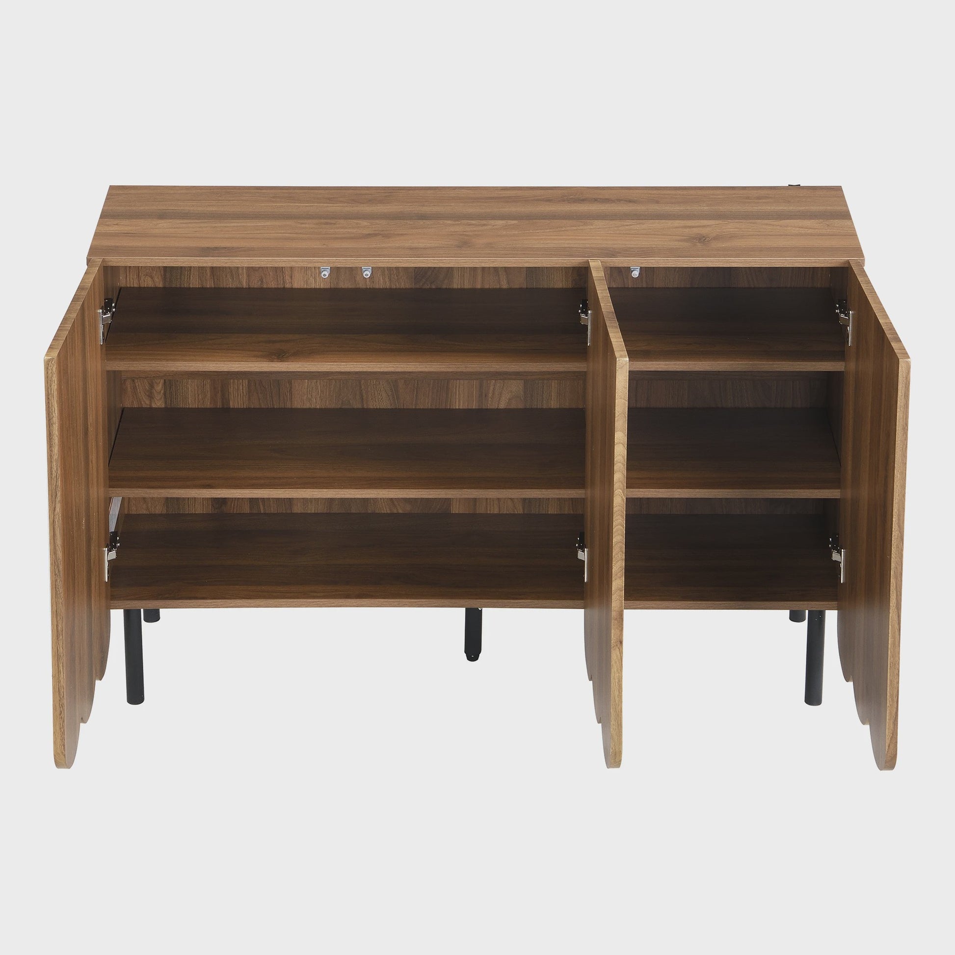 Modern Houten Sideboard met Golfdeuren - 120x35x80 cm - Handgreeploos, Verstelbare Planken