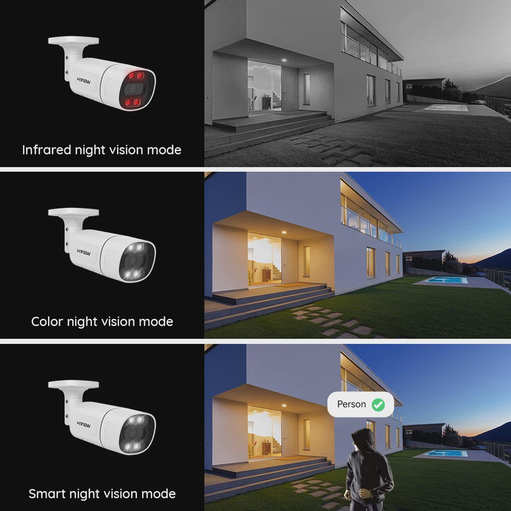 H.View 4K/8MP PoE Beveiligingscamera Systeem met 8-Kanaals NVR & Audio