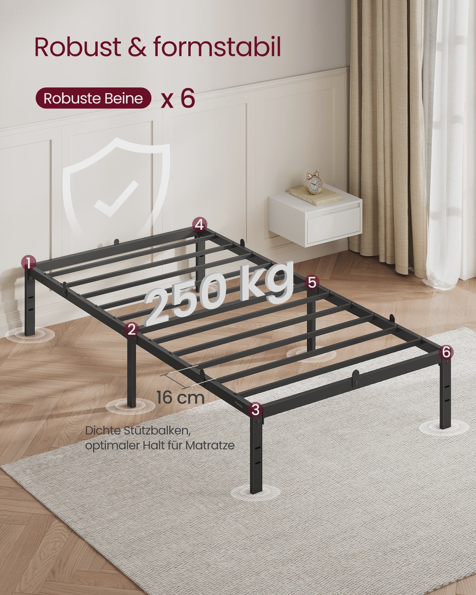 VASAGLE Metalen Bedframe - Modern, Stijlvol en Ruimtebesparend