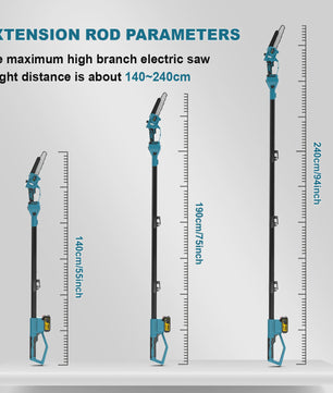 Gisam Telescopische Accu Kettingzaag 8-Inch - Snoeien op Afstand met Makita 18V Batterij