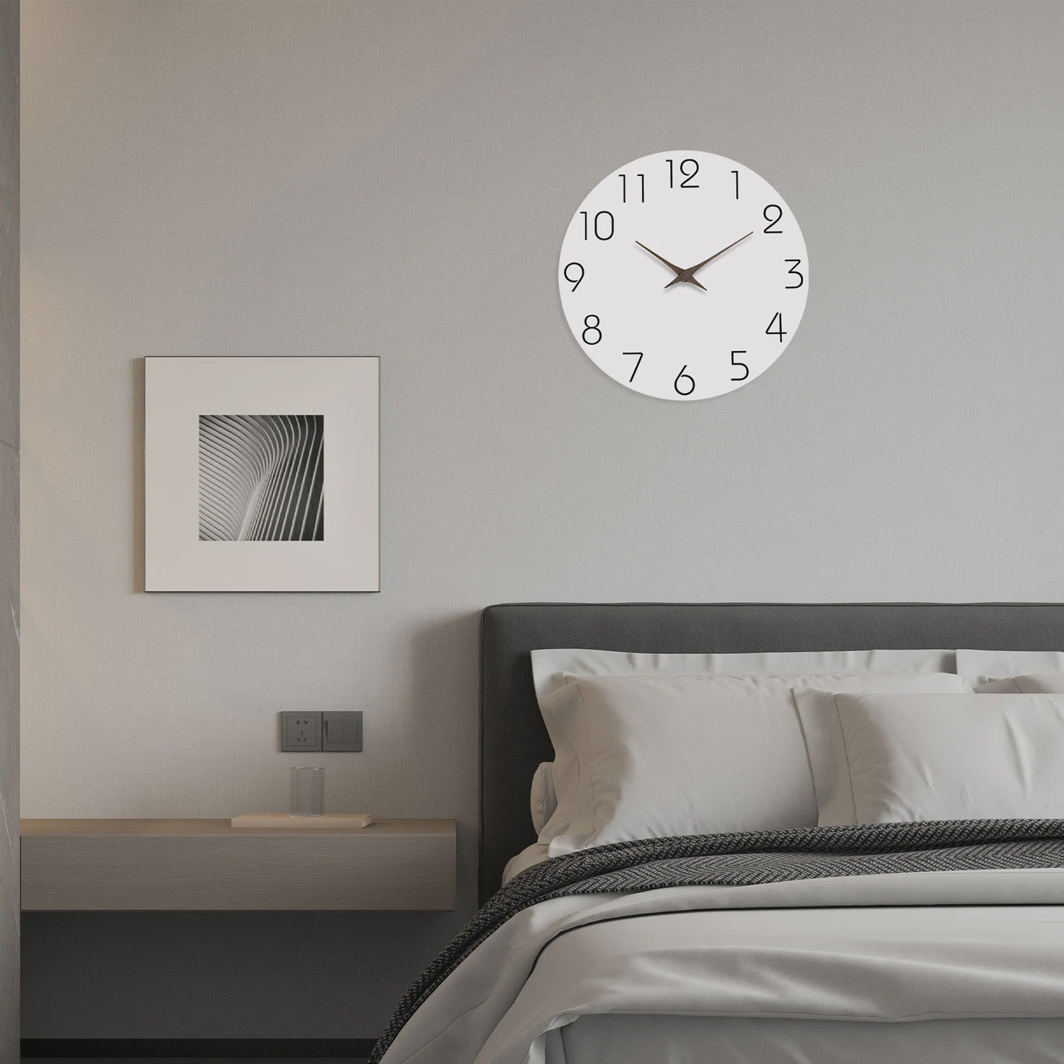 Moderne Witte Houten Wandklok - Stille Quartz, Decoratief voor Woonkamer, Slaapkamer, Keuken - Diverse Maten