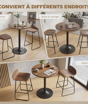 Homcom Ronde Bartafel 60cm met Houten Look - Compact en Stijlvol