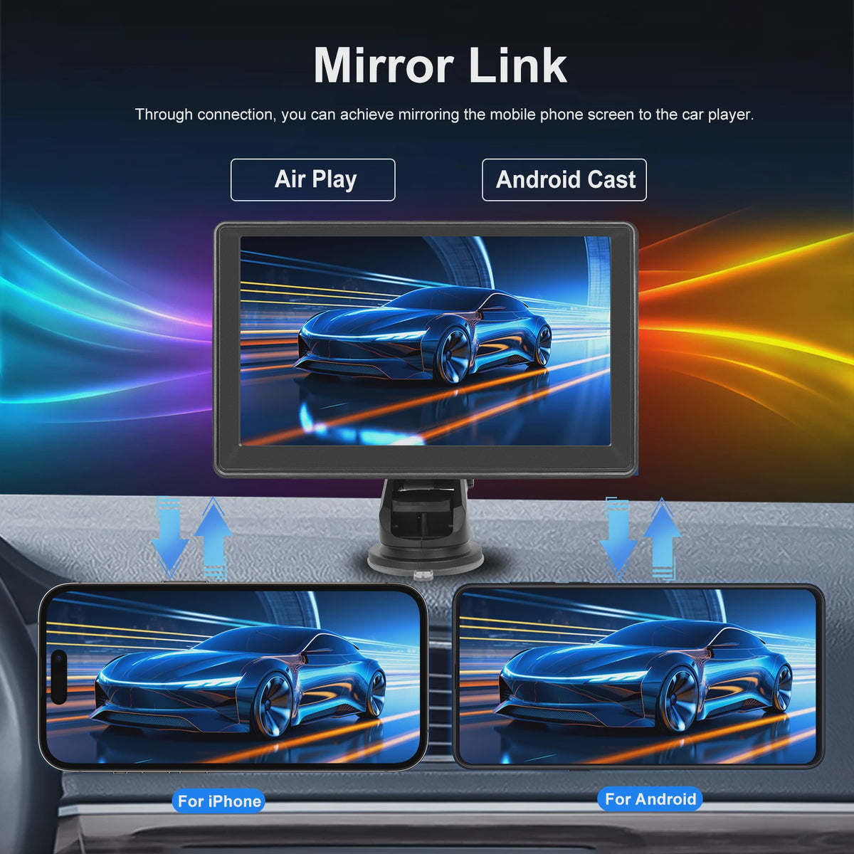 Universele Auto Multimedia Speler met CarPlay, Android Auto, Mirror Link & Nachtzicht