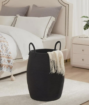 Bohemian Katoenen Opbergmand - Handgeweven Decoratieve Mand met Handvatten