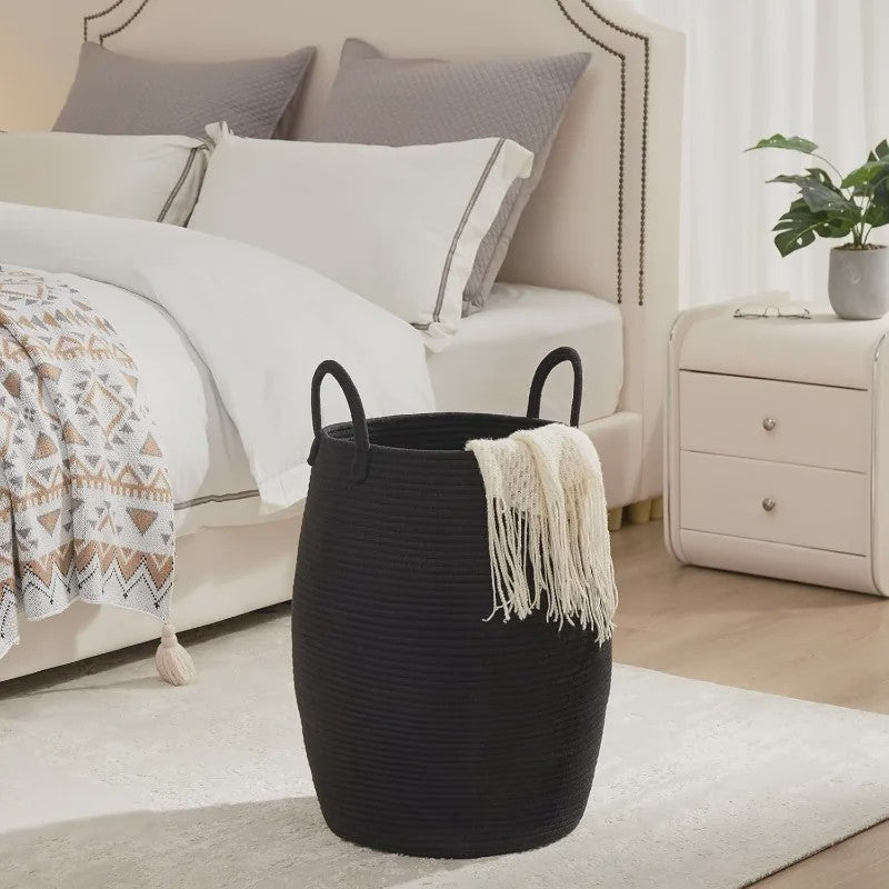 Bohemian Katoenen Opbergmand - Handgeweven Decoratieve Mand met Handvatten