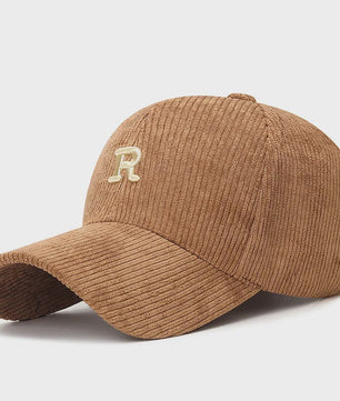 Corduroy Baseballpet met 3D Geborduurde 'R' - Stijlvolle Pet voor Herfst & Winter