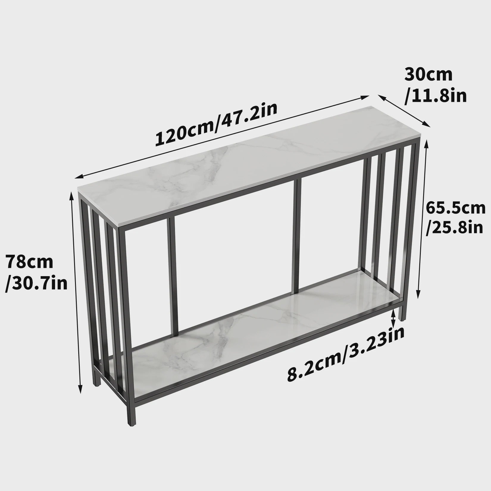Moderne Console Tafel 120cm met Sintered Stone Top en Metalen Frame
