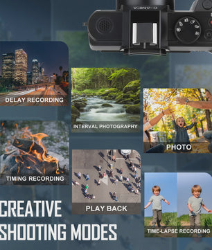 4K Digitale Camera 48MP met Groothoek & Macro Lens - Ideaal voor Vloggers en Beginners