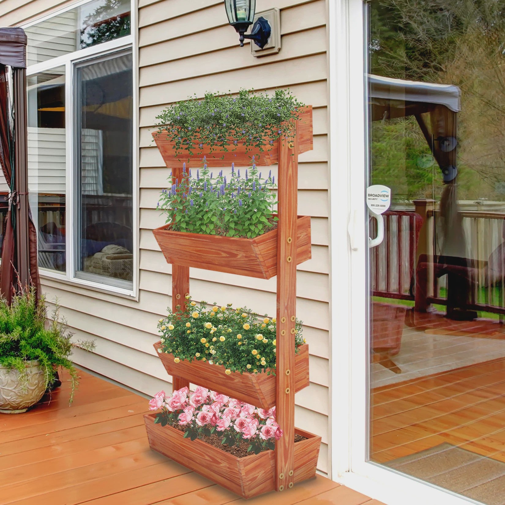 Verticale Houten Bloembakken 4 Lagen - Verhoogd Tuinbed Buiten
