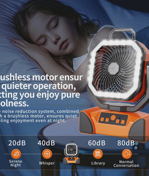 Oplaadbare Camping Ventilator met LED Licht & Afstandsbediening - 100 Uur Runtime