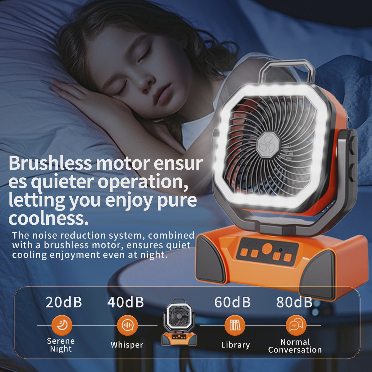 Oplaadbare Camping Ventilator met LED Licht & Afstandsbediening - 100 Uur Runtime