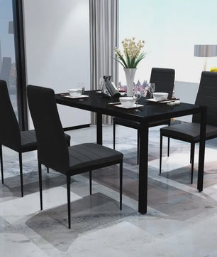 Set van 4 Eetkamerstoelen - Gestoffeerd PU Leer met Metalen Poten