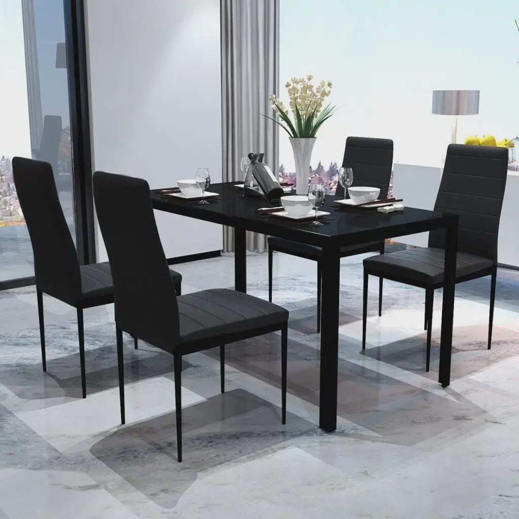 Set van 4 Eetkamerstoelen - Gestoffeerd PU Leer met Metalen Poten
