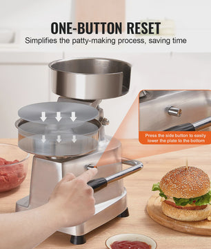 Professionele Burger Patty Maker - 6 Inch Roestvrij Staal - Horeca Kwaliteit