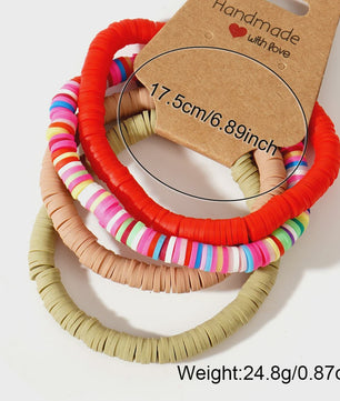 Set van 4 Kleurrijke Heishi Kralen Armbanden - Handgemaakt Boho Mixkleur Sieraden Dames 2024