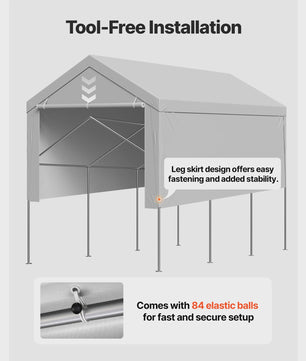 12x20 FT Carport Vervangingsdak - Waterdicht & UV-bestendig Garage Tentzeil met Zijwanden