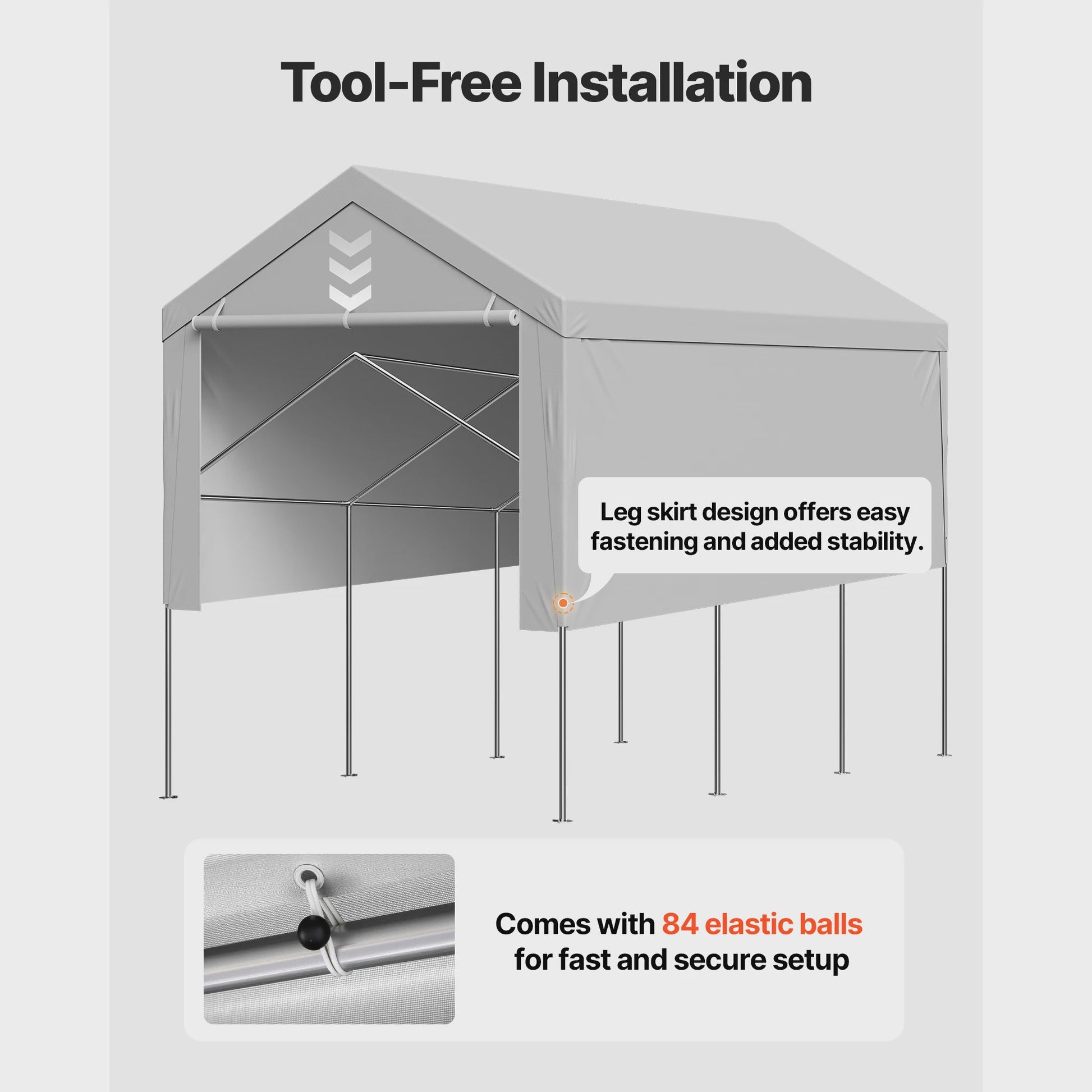 12x20 FT Carport Vervangingsdak - Waterdicht & UV-bestendig Garage Tentzeil met Zijwanden