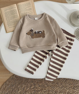Schattige Baby Jongens & Meisjes Trainingspak Set met Cartoon Puppy | Lange Mouwen Outfit