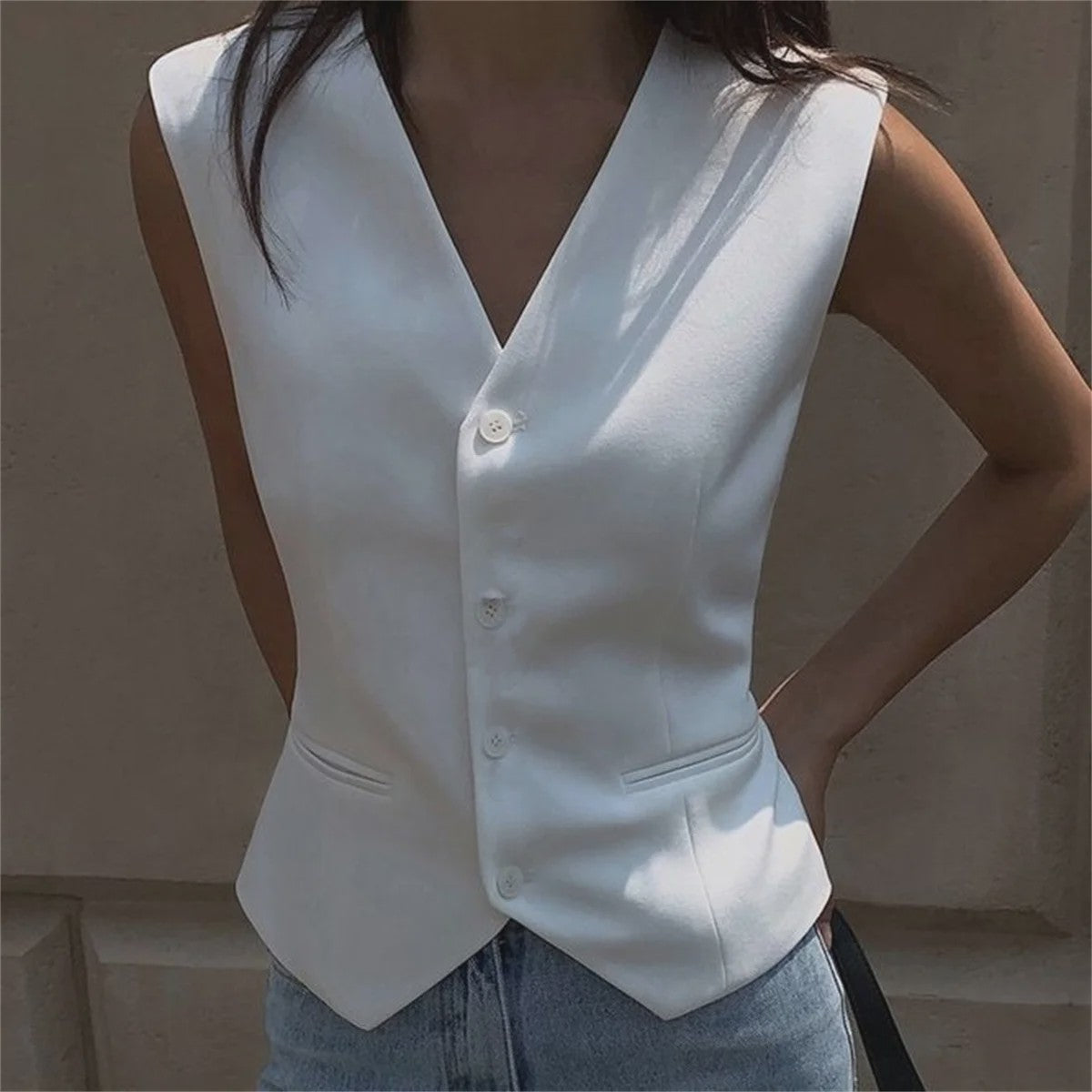 Stijlvol Dames Blazer Vest met Opstaande Kraag - Elegante Kantoor Outwear Lente/Herfst