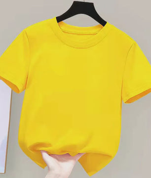 100% Katoenen T-shirt Dames & Kinderen - Zomer, Kortmouw, Wit Effen, Schattig Stijl
