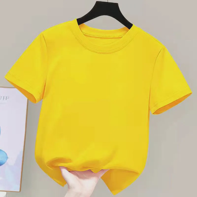 100% Katoenen T-shirt Dames & Kinderen - Zomer, Kortmouw, Wit Effen, Schattig Stijl