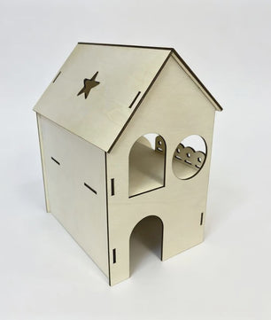Houten Hamsterhuis met Twee Verdiepingen en Trapje - Speelhuisje & Schuilplaats
