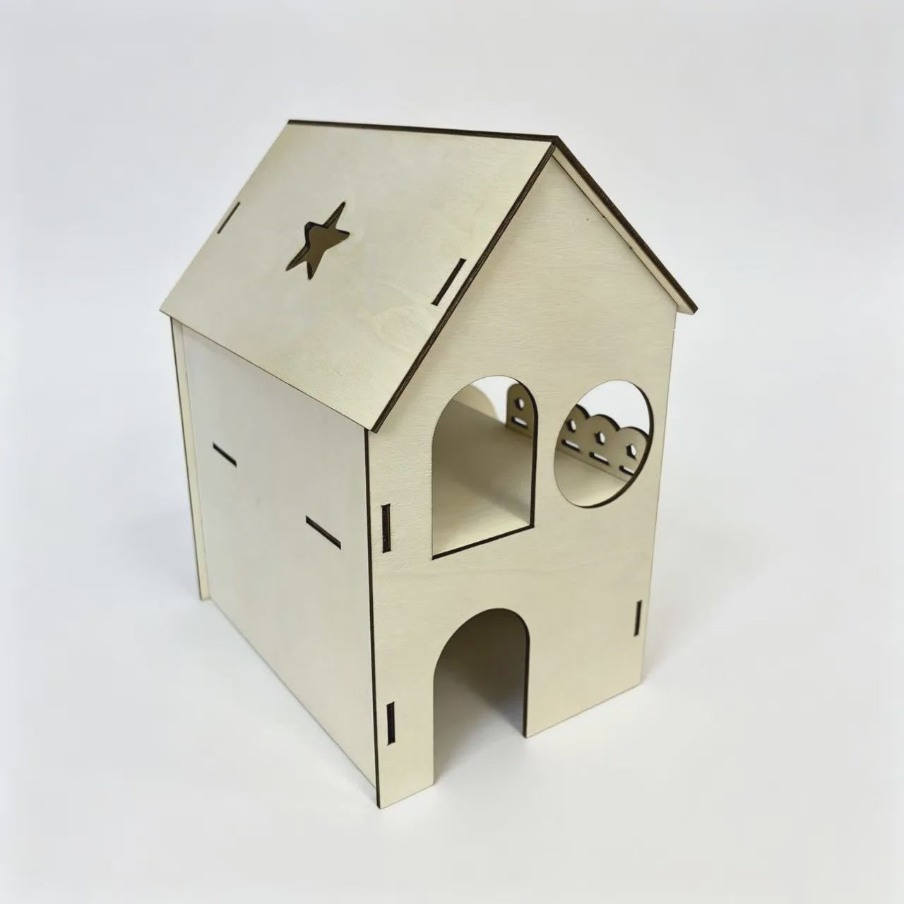 Houten Hamsterhuis met Twee Verdiepingen en Trapje - Speelhuisje & Schuilplaats