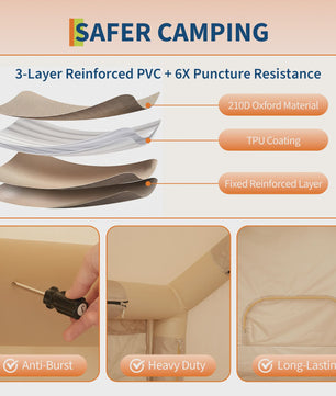 Opblaasbare Glamping Tent voor Camping - Waterdicht, 4-Seizoenen, Makkelijk Op te Zetten (2-6 Pers.)