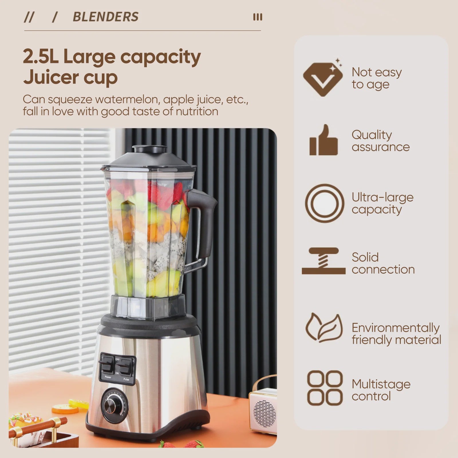 Krachtige 3-in-1 Keukenmachine: Blender, Mixer & Foodprocessor met 3 Containers
