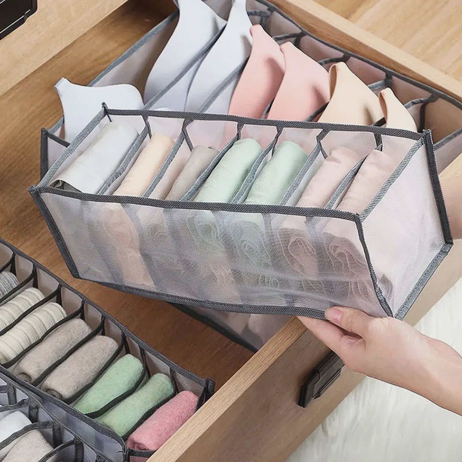 Opvouwbare Lade Organizer Set voor Ondergoed, Sokken en BH's - Mesh Opbergdozen