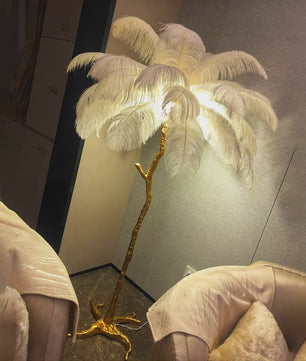 Luxe Pluimen Vloerlamp - Scandinavisch Design met LED Verlichting