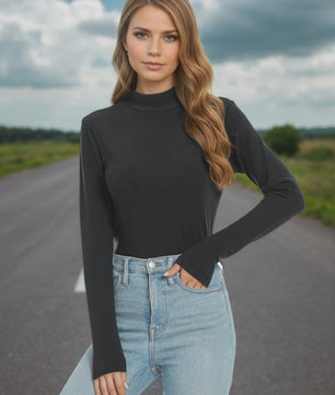 Dames Turtleneck Trui met Lange Mouwen - Basic Ribgebreid Slim Fit Top