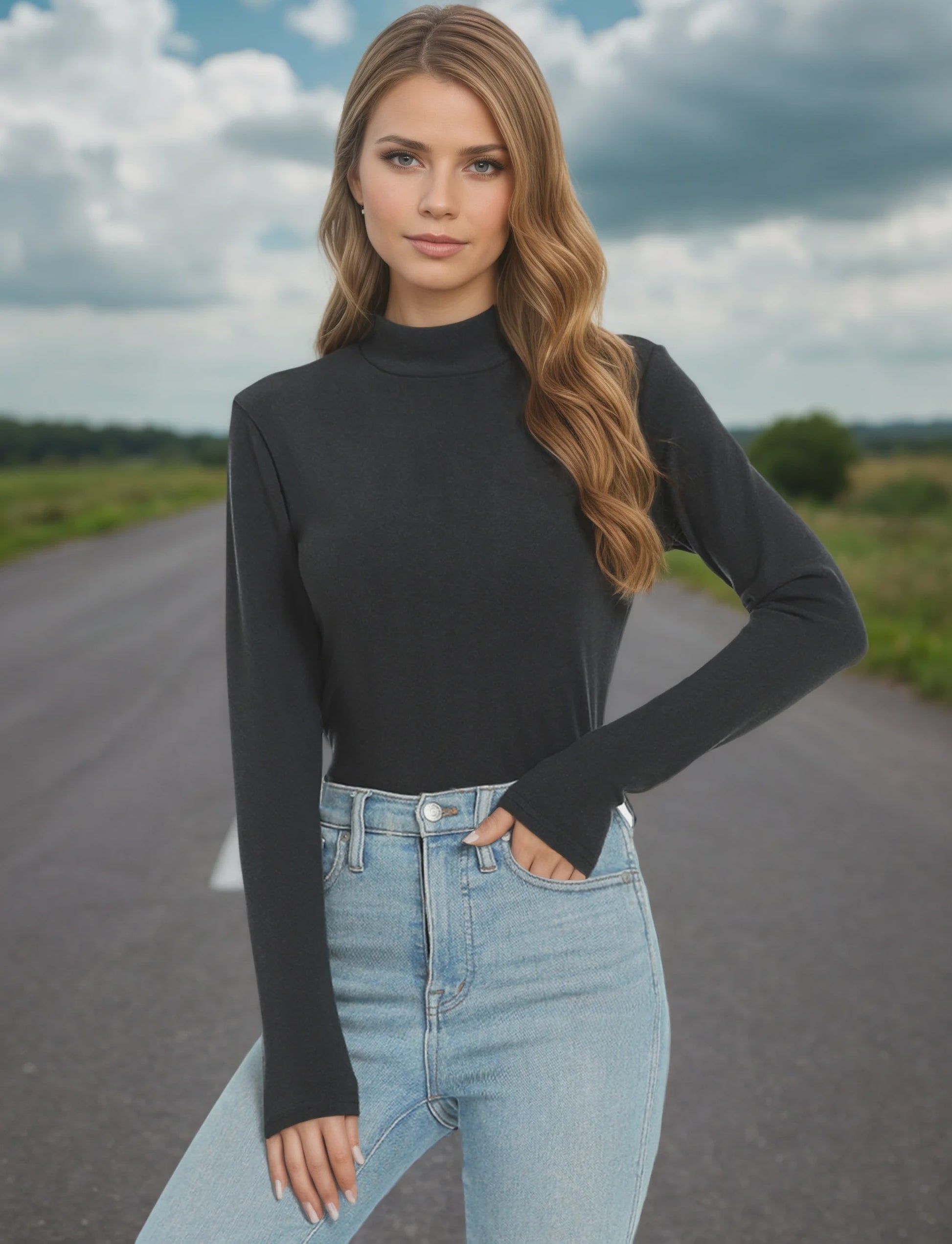 Dames Turtleneck Trui met Lange Mouwen - Basic Ribgebreid Slim Fit Top