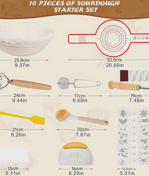 Brood Bakmand Set 23cm - Professionele Rijs- en Bakaccessoires voor Sourdough Brood