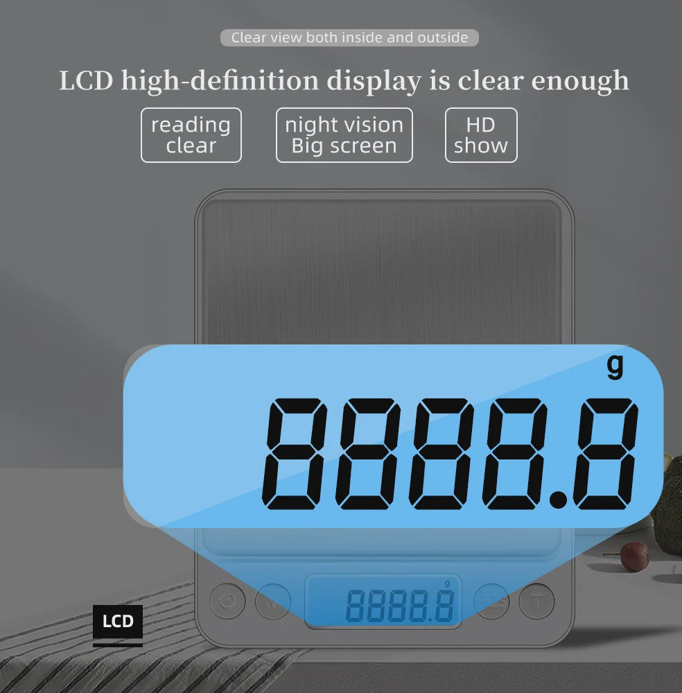 Precisie Digitale Keukenweegschaal 3kg/500g met 0.01g Nauwkeurigheid - LCD Display