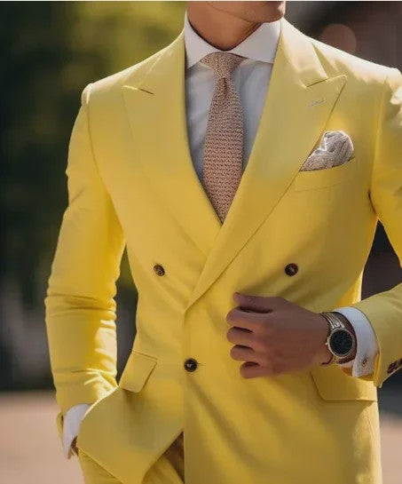 Luxe Bruin Herenpak - Double Breasted, Peak Lapel, Slim Fit Blazer & Pantalon