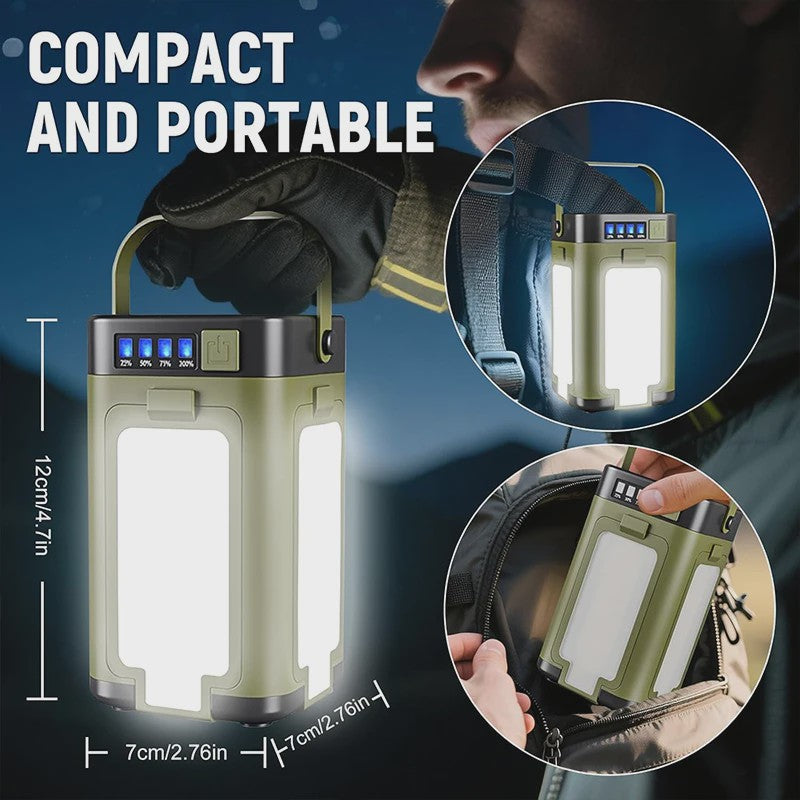 Oplaadbare Solar Camping Lantaarn - Multifunctioneel, 6 Lichtstanden & IPX4 Waterdicht
