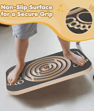 Houten Balansbord met Anti-Slip Oppervlak & Maze Spel - Balans, Core & Fitness