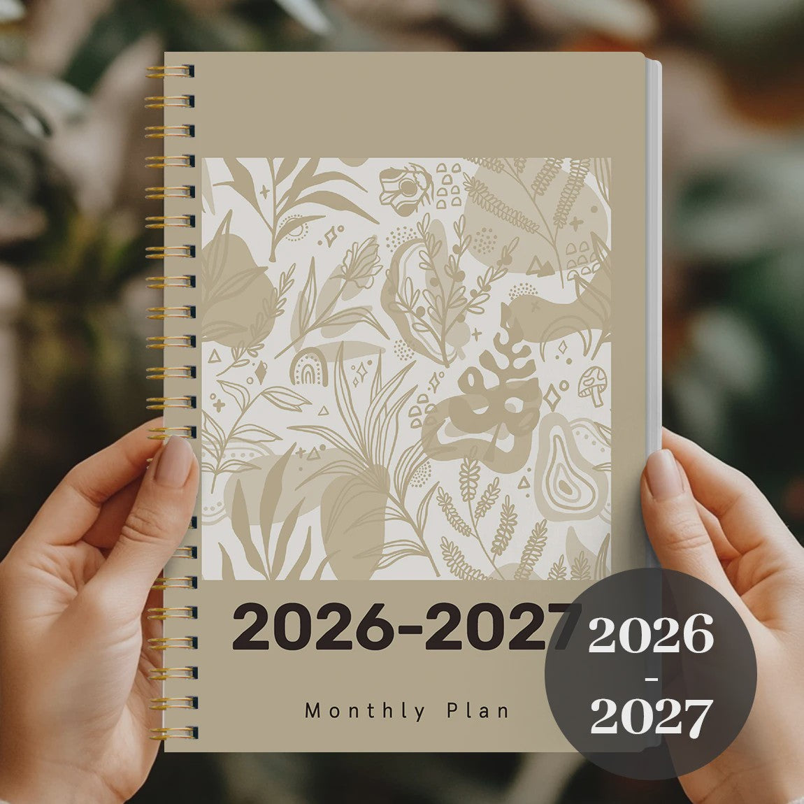 2026-2027 A5 Maandelijkse Planner Agenda met Botanische Kaft - 24 Maanden Organiser voor Werk & Studie