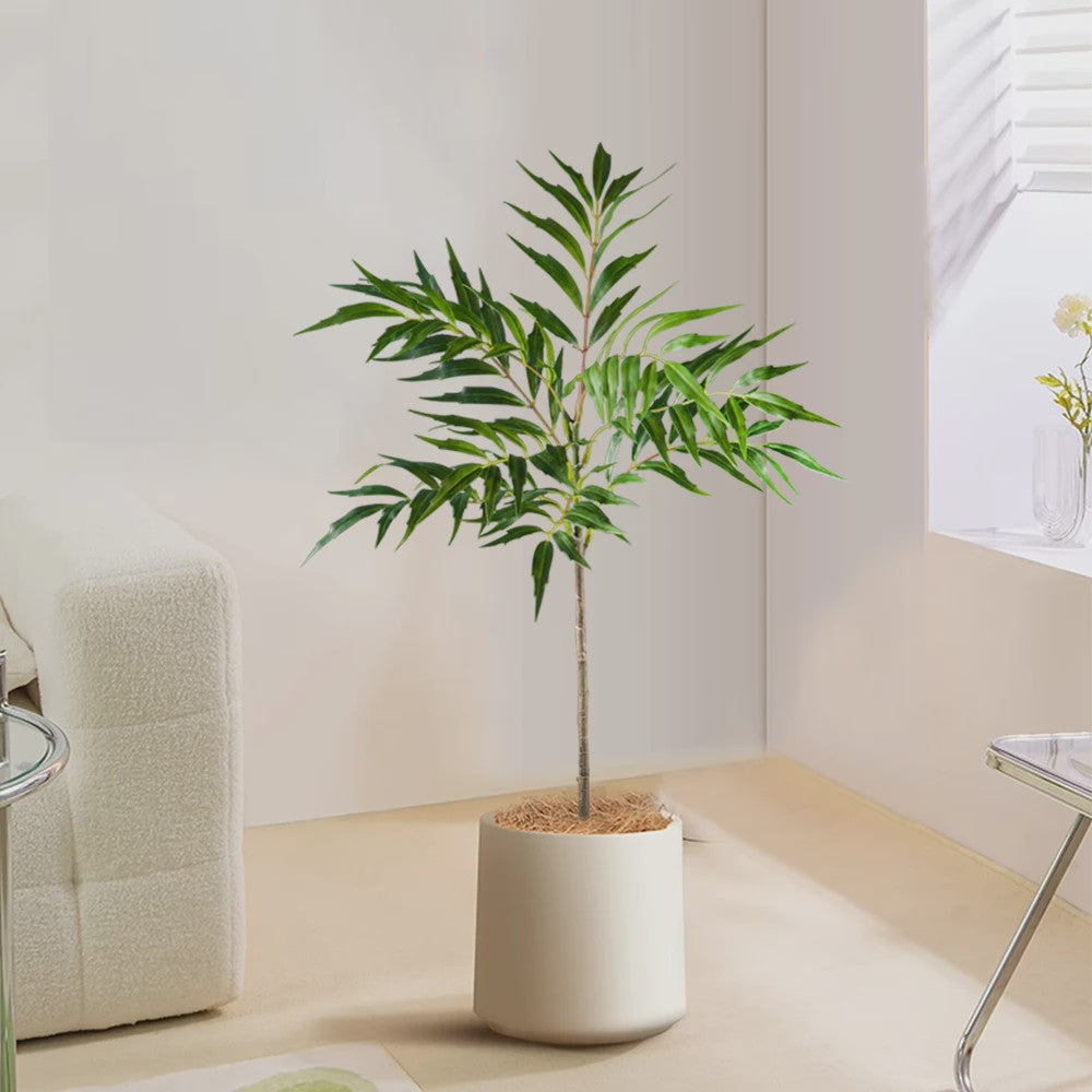 Grote Kunstplant 78-140cm - Real Touch Palmboom met Bamboe-look Bladeren voor Huis & Kantoor