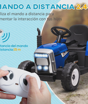 Elektrische Kinder Tractor met Aanhanger - Blauw (3-6 Jaar)