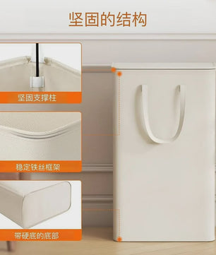 Opvouwbare WasManden 60L met Deksel en Handvatten - Gesloten Vuilnisbak voor Slaapkamer, Badkamer, Wasruimte