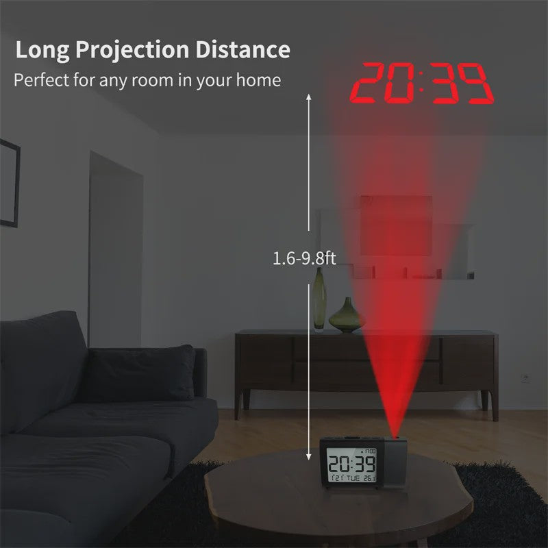 Digitale LED Projectie Wekker met Tijd Projectie op Slaapkamer Nachtkastje