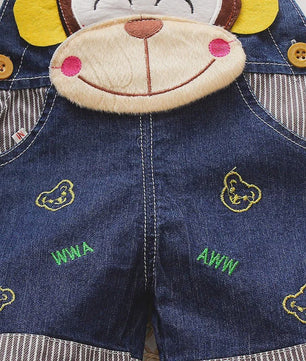 Schattige Denim Tuinbroek Shorts met Cartoon Print voor Kinderen (1-3 Jaar)