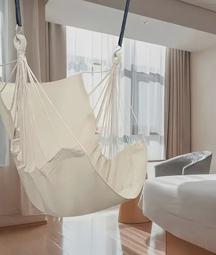 Luxe Hangstoel van Canvas - Comfortabele Schommelstoel voor Binnen & Buiten met Opbergzak