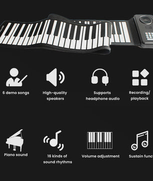 Draagbare Oprolbare Piano 88 Toetsen - Flexibel Silicone Keyboard voor Thuis Oefenen