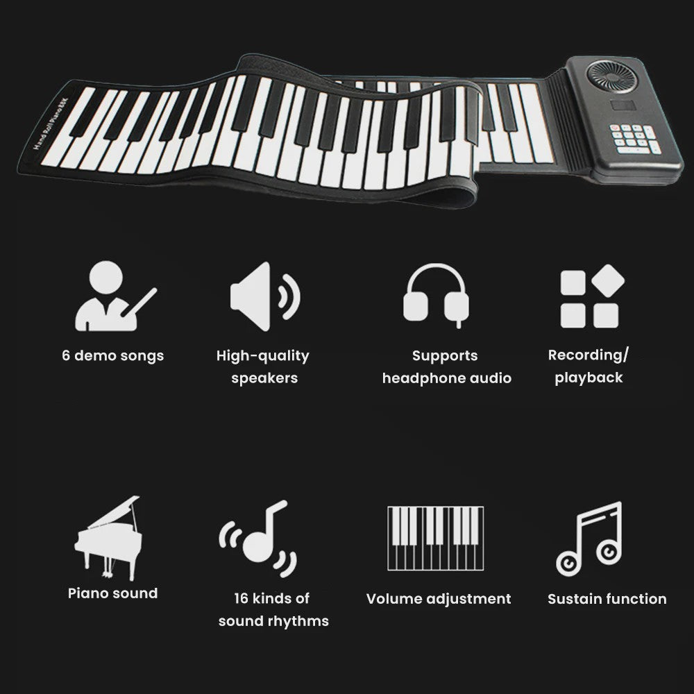 Draagbare Oprolbare Piano 88 Toetsen - Flexibel Silicone Keyboard voor Thuis Oefenen